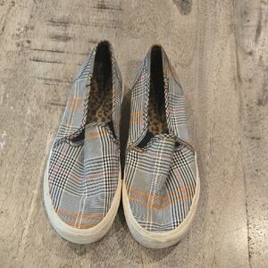 Keds Plaid Flats with Orange and Black Accents